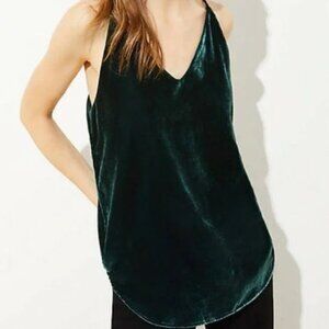 LOFT velvet, dark green tank top